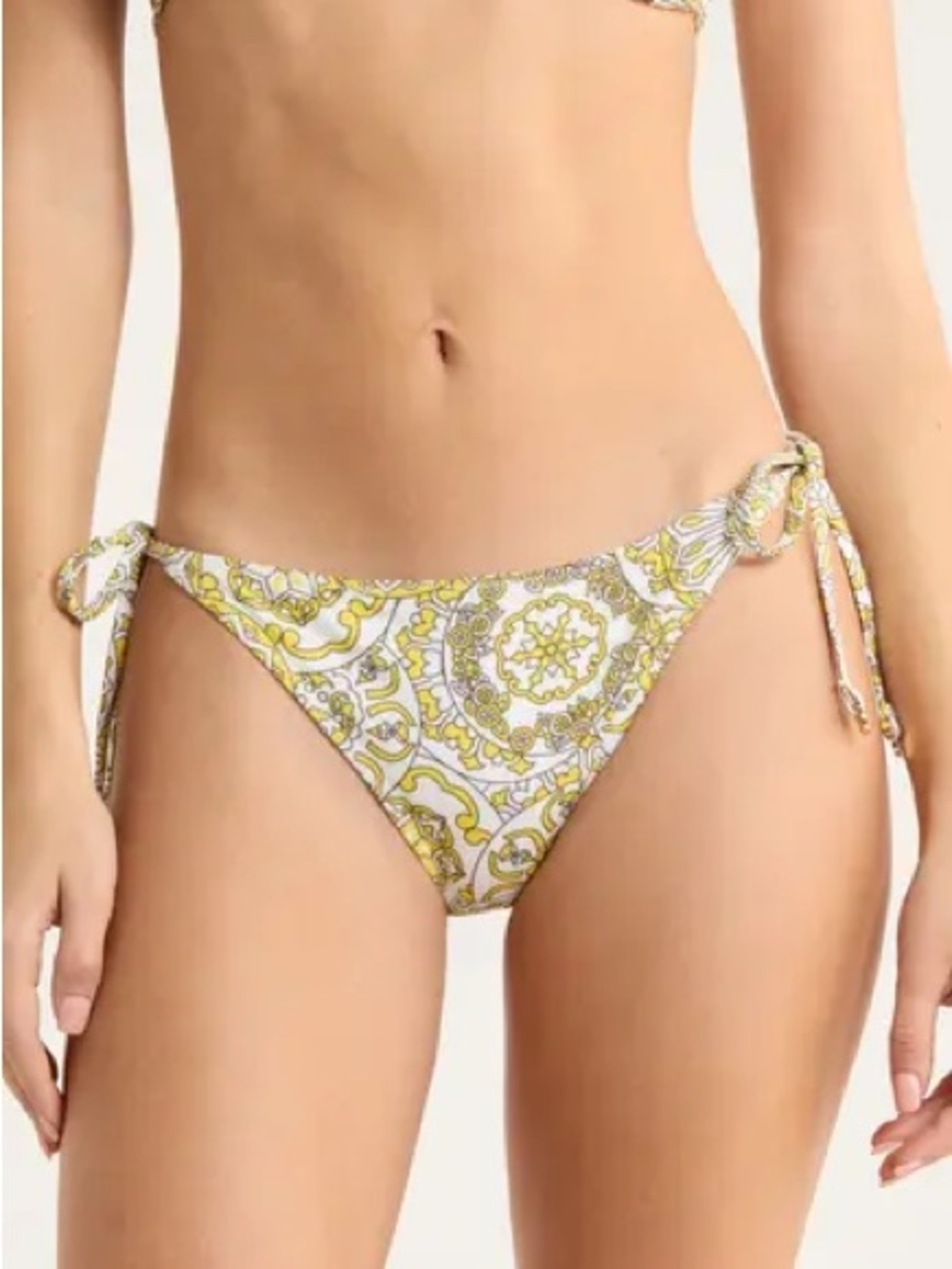Ramy Brook Yellow & White Paisley Tie-Side Bikini Bottom